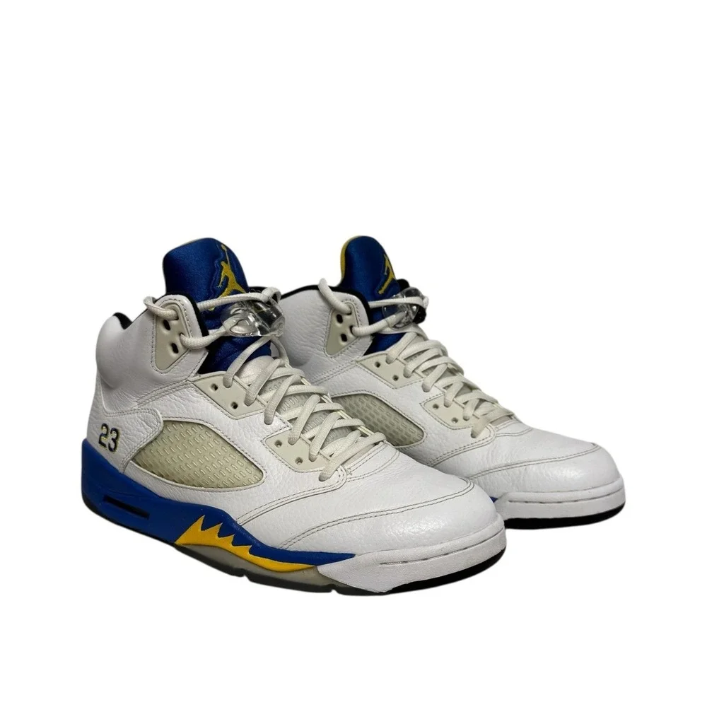 Air Jordan 5 Retro Laney JSP White Varsity Royal Maize CD2720-100 Mens‎ High Top